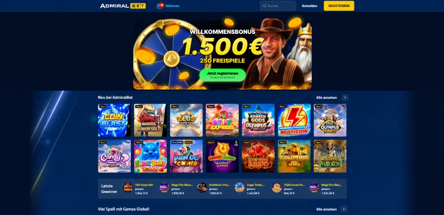 AdmiralBet Online-Casino Spiele-Lobby