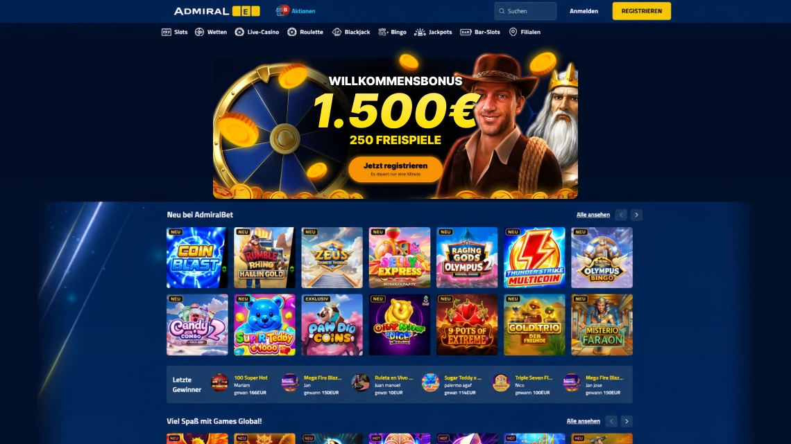 AdmiralBet Online-Casino Spiele-Lobby